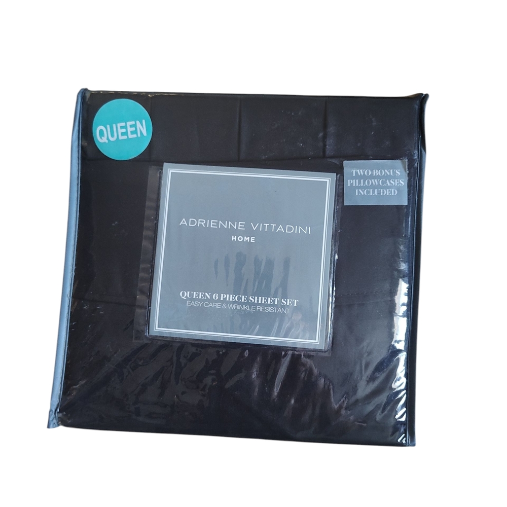 Adrienne Vittadini Black Queen Sheet Set
